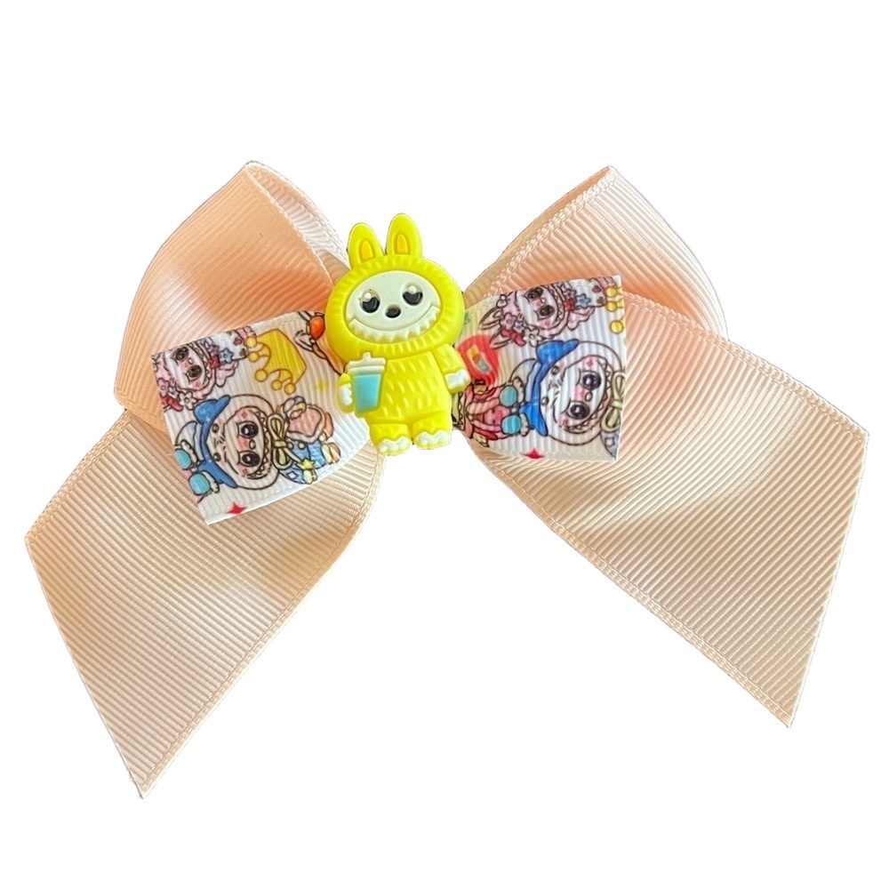 4/$15 Bundle Monster Girls Hair Bow Light Peach Ribbon with cup